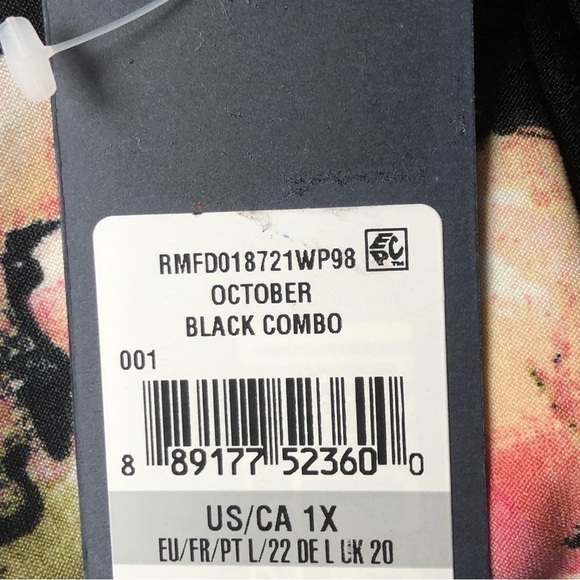 Rachel Rachel Roy Black Floral Faux Wrap Midi Dress Size 1X - Picture 4 of 12